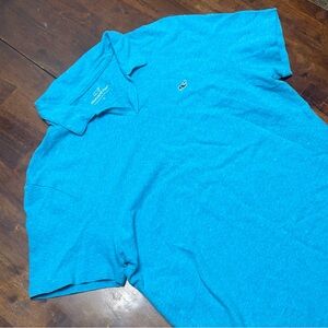 Vineyard Vines Shirt Mens Large Linen Blend Basic Beach Outdoor Blue Polo
